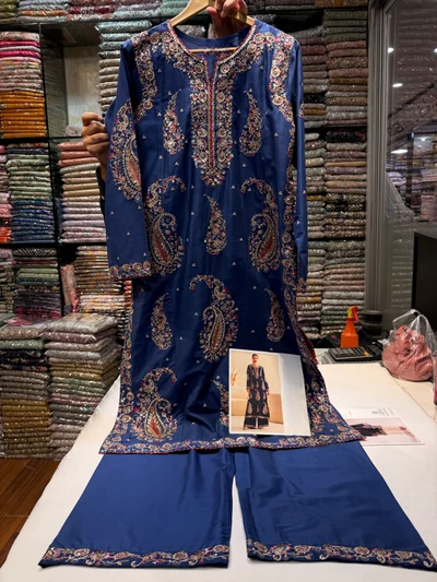 ETHNC KURTA SET 2PC E-623 COBALT