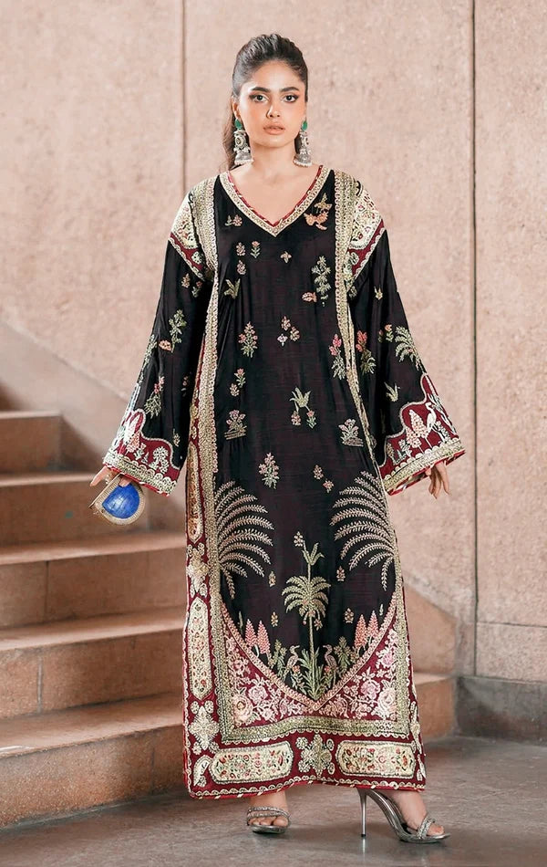 ETHNC SILK E-1024 KAFTAN 2PC Black