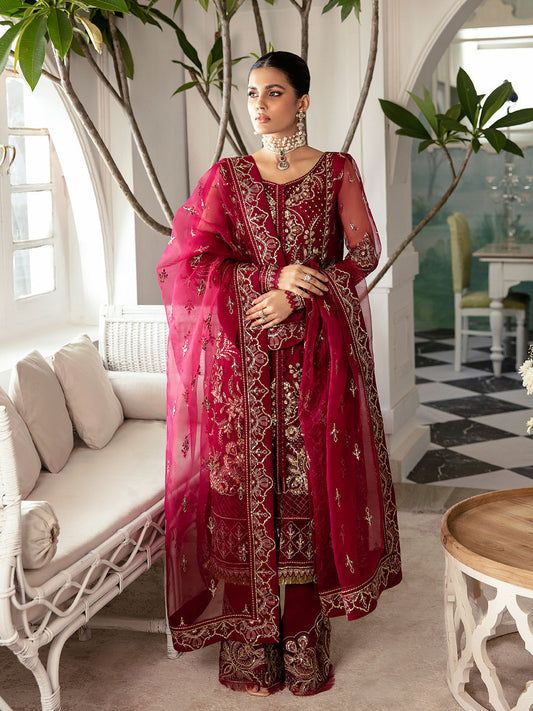 Gulaal Maroon Organza Formal Collection Replica