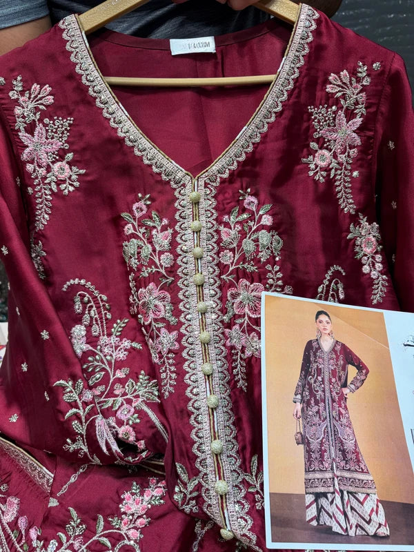 ETHNC SILK KAFTAN 2PC E-1212 STICHED