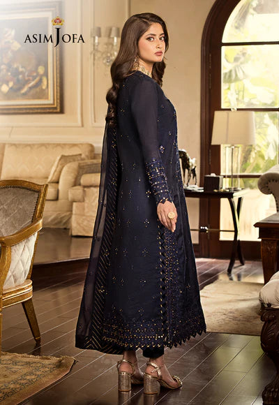 Asim Jofa Embroidered Unstitched 3 Piece Chiffon Suit Replica