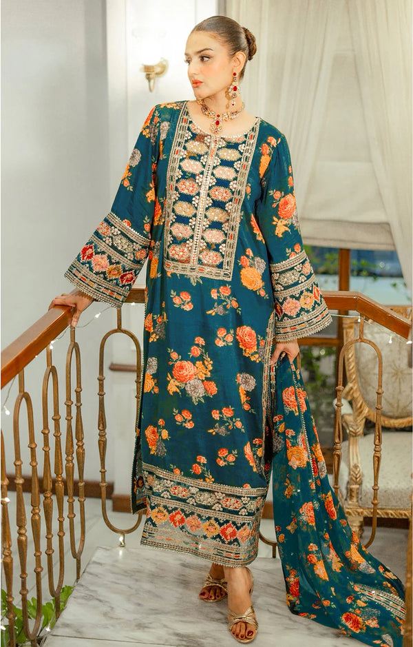 ANEELAS SILK PRINT ZINC