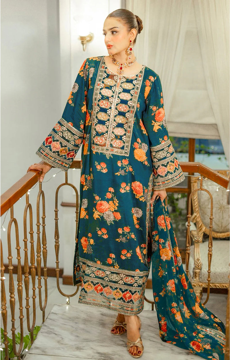 ANEELAS SILK PRINT ZINC