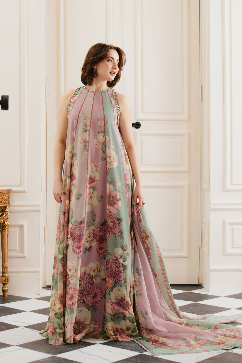 Lulusar Pink Printed Silk Collection Replica