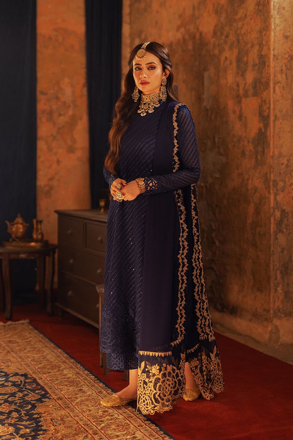 Azure Navy Blue Chiffon Formal Collection Replica