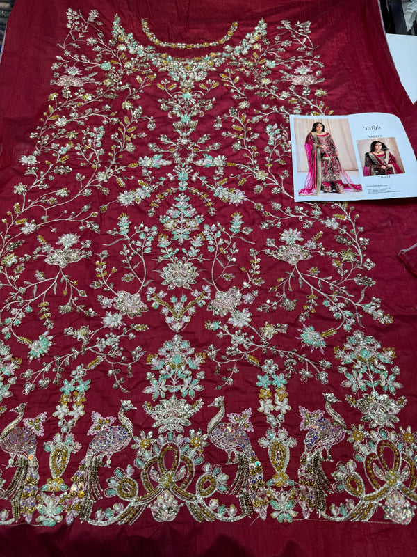TABYA RAW SILK TABEER - MEROON Edition