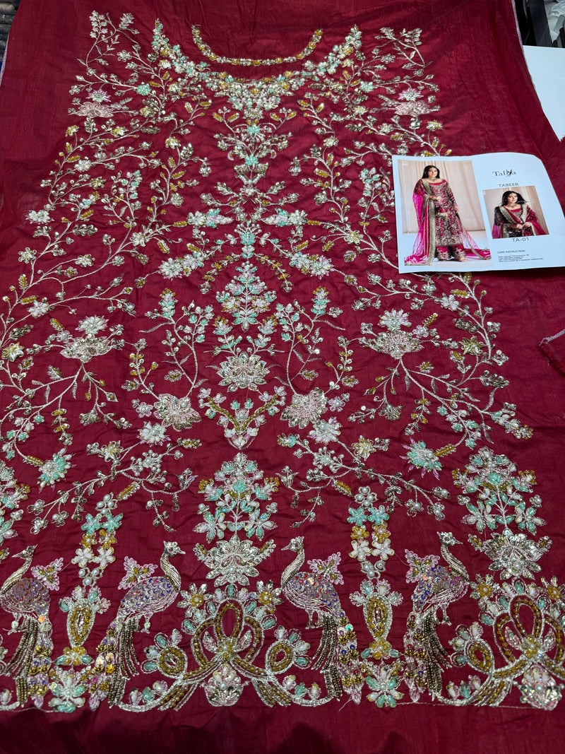 TABYA RAW SILK TABEER MEROON