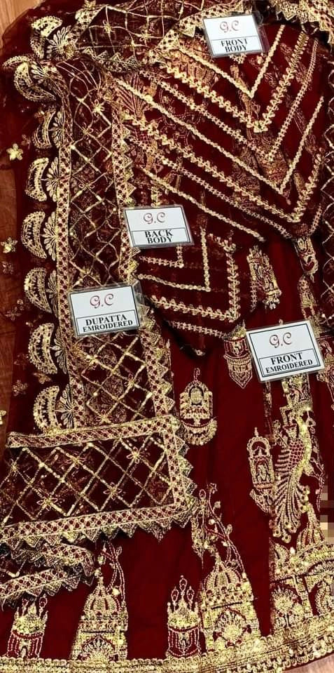 Afrozeh Red Net Bridal Collection Replica