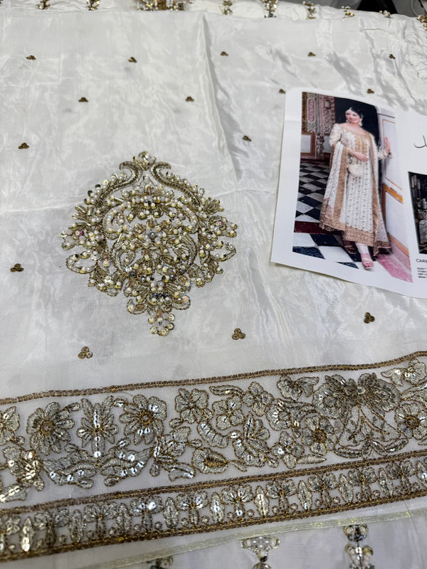 HARIS SHAKEEL TESSEL SILK IVORY GOLD