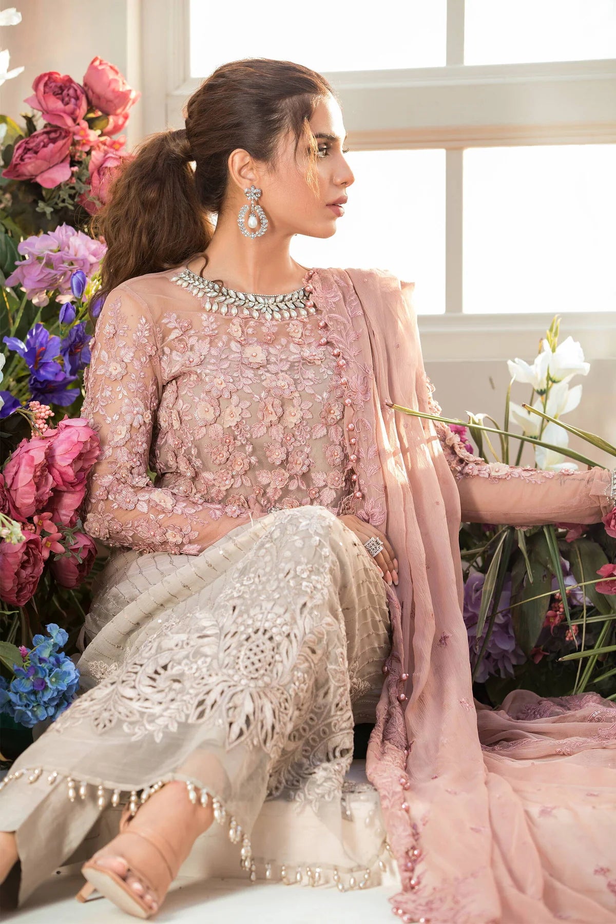 Maria B Pink Chiffon Formal Collection Replica