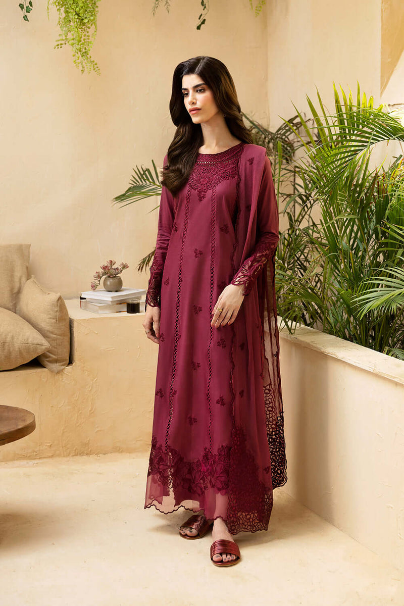 Azure | Maroon - Lawn Collection Replica