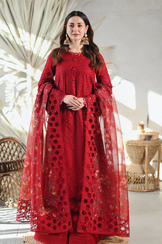 Qalamkar Red Chikankari Formal Collection Replica