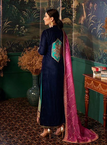 Zainab Chottani Blue Velvet Formal Collection Replica