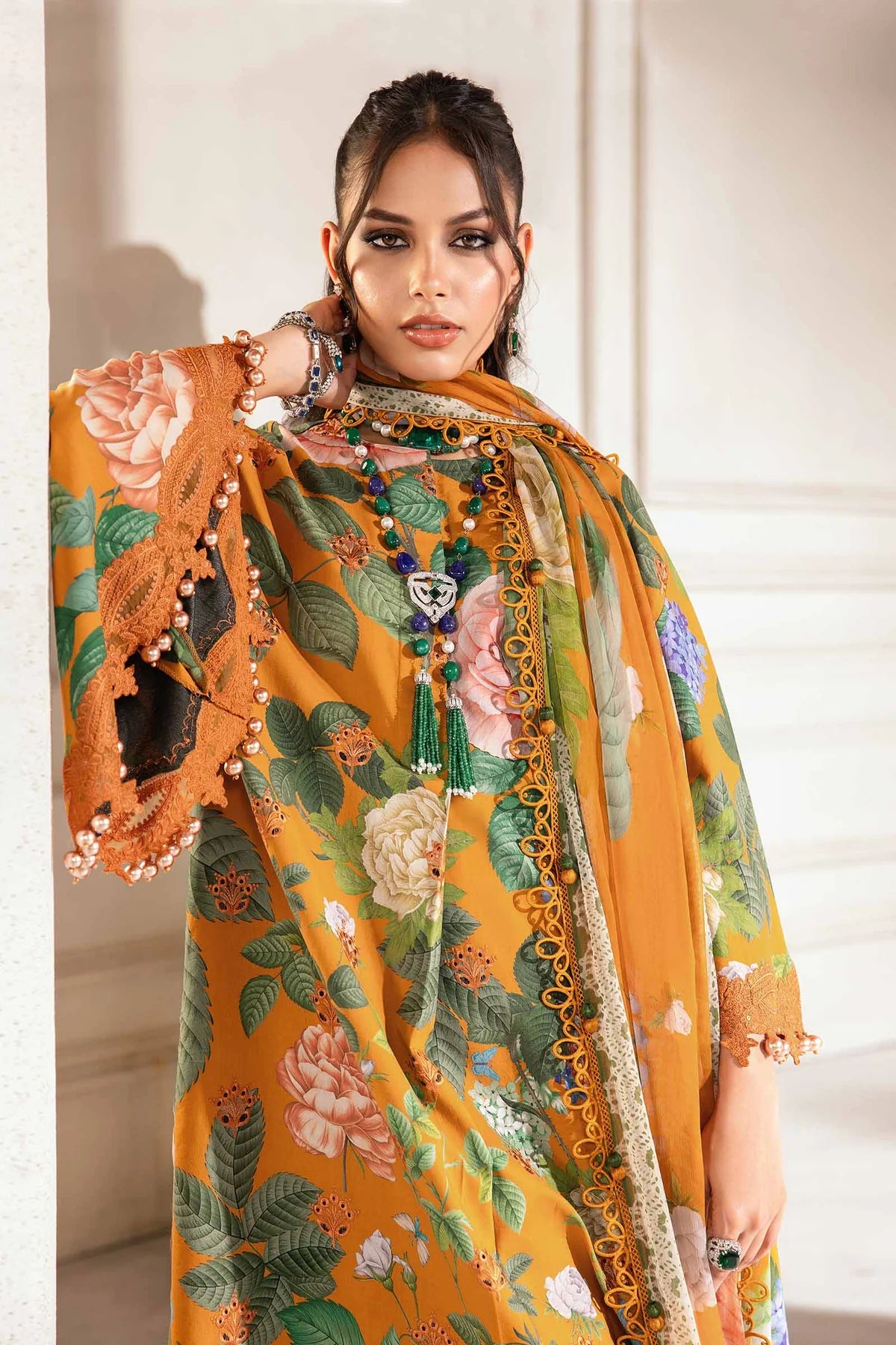 Maria B Orange Digital Printed Lawn Collection Replica