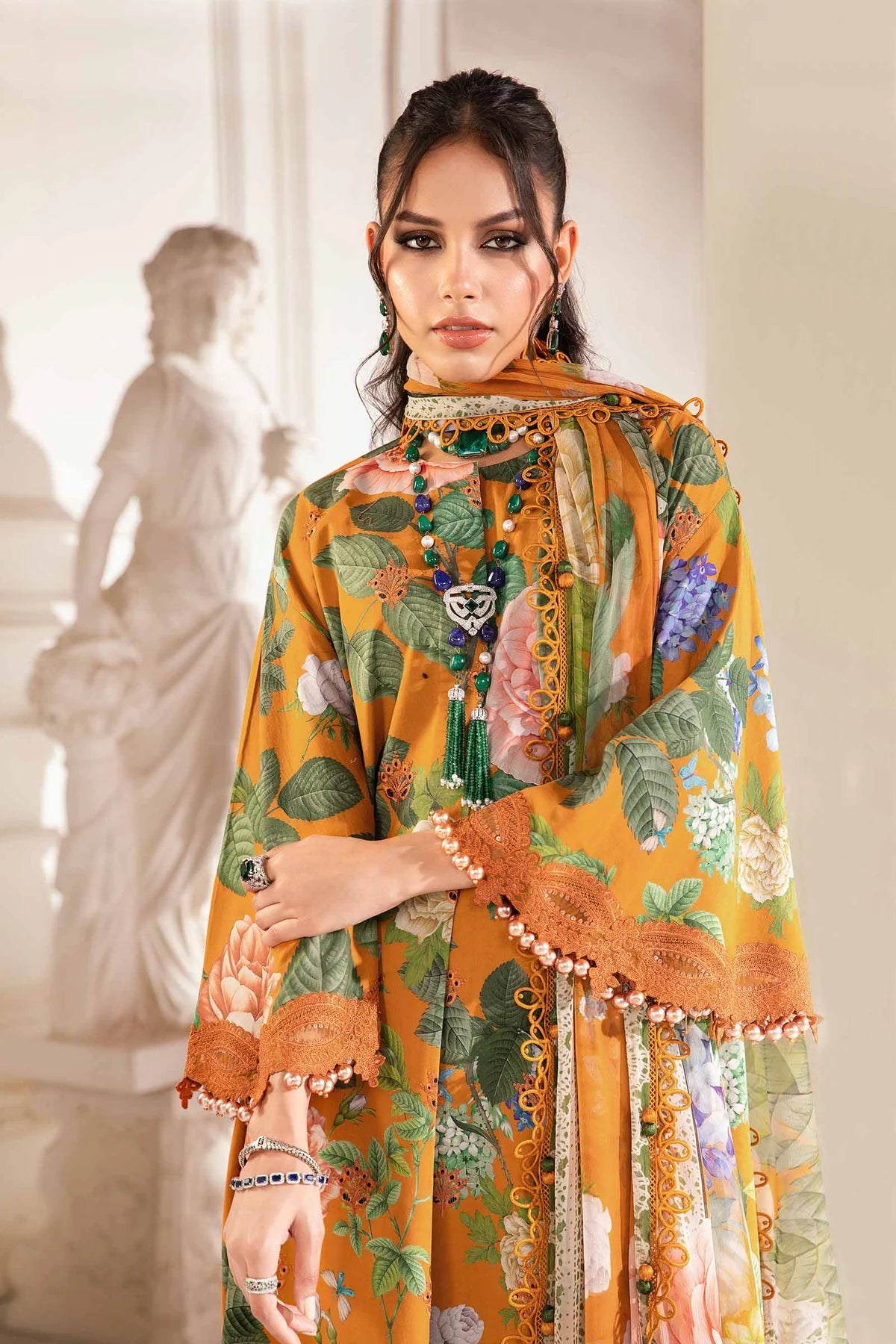 Maria B Orange Digital Printed Lawn Collection Replica