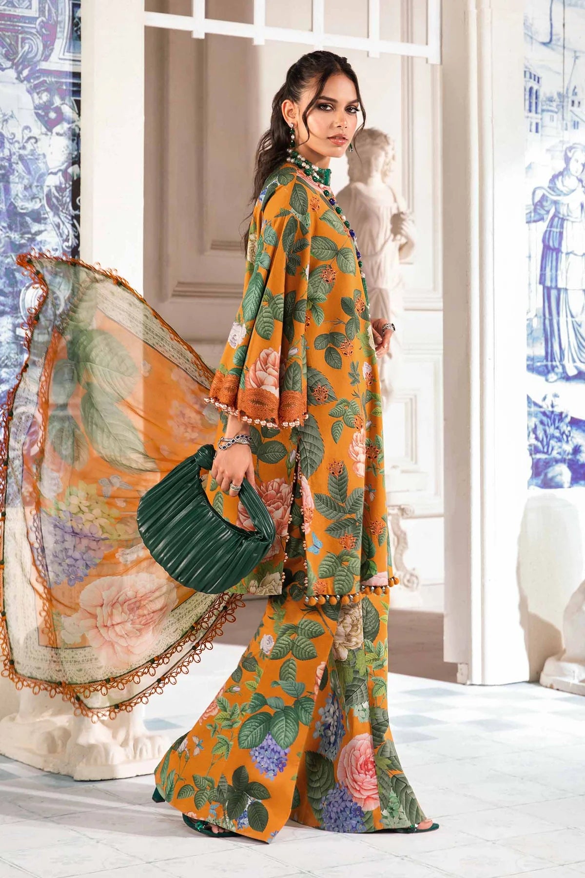 Maria B Orange Digital Printed Lawn Collection Replica