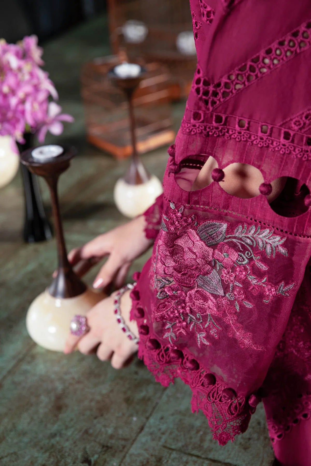 Maria B Maroon Cotton Chikankari Collection Replica