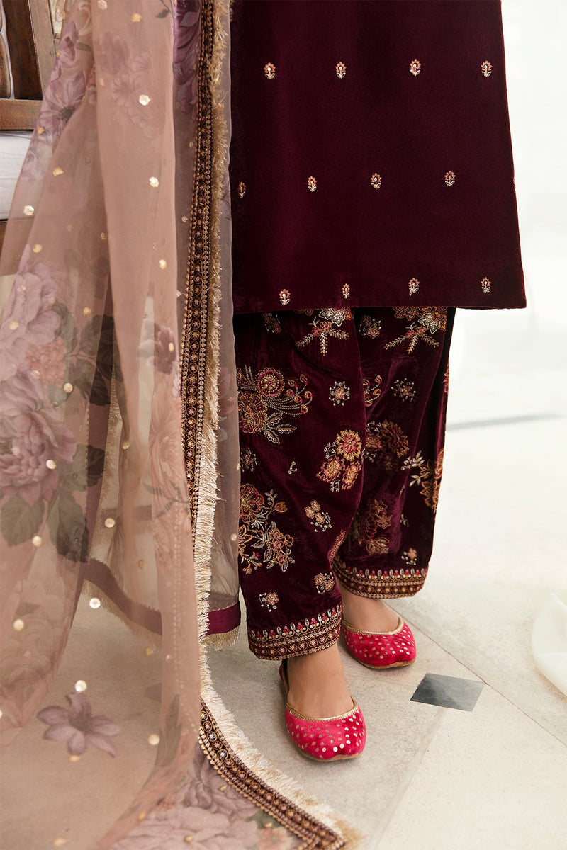 Baroque Maroon Velvet Formal Collection Replica