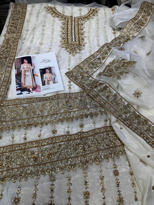 HARIS SHAKEEL TESSEL SILK IVORY GOLD