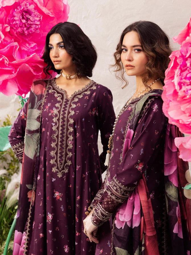 Iznik Dahlia Purple Luxury Lawn Collection Replica