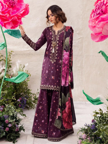 Iznik Dahlia Purple Luxury Lawn Collection Replica