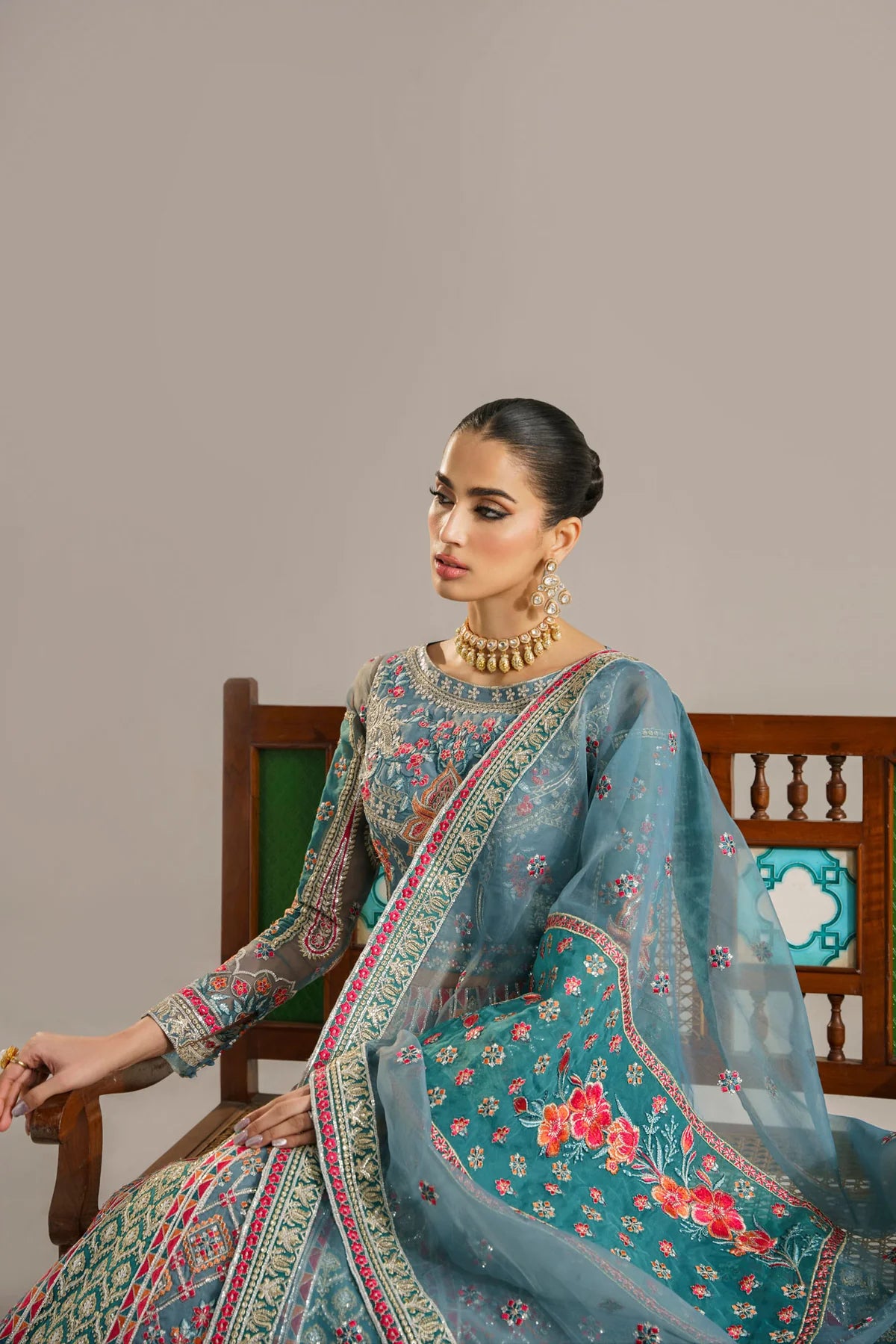 Akbar Aslam Sea Green Lehenga Bridal Collection Replica