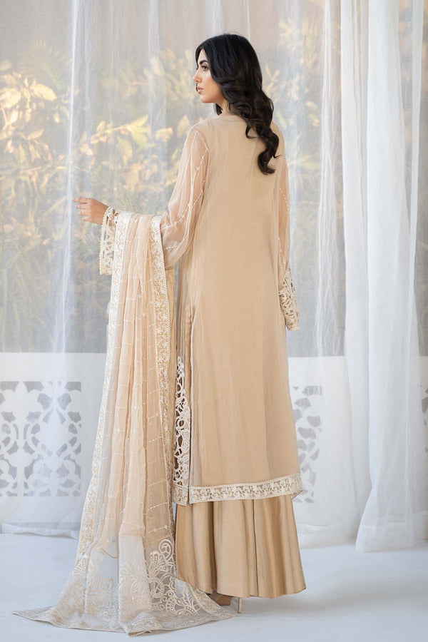 Maria B Beige Chiffon Formal Collection Replica