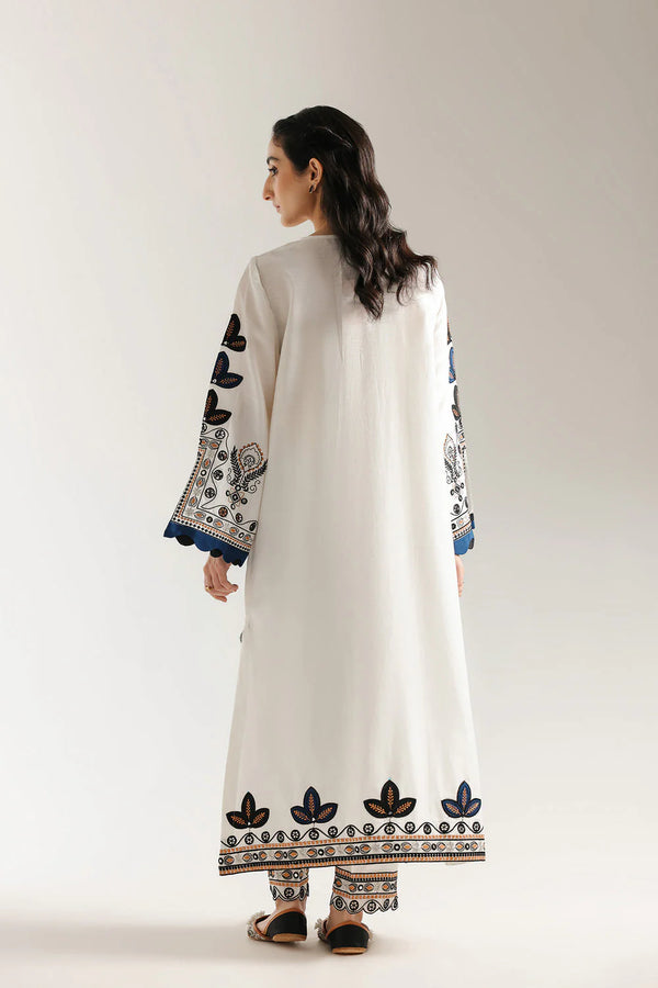 Ethnc | Rozana Collection 25 | BEIGE AND BLACK EMBROIDERED KHADDAR