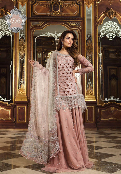 Maria B Pink Net Gharara Bridal Collection Replica