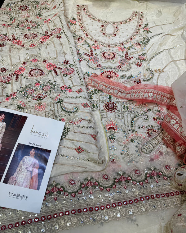 IMROZIA TESSEL SILK ZEVAR 3PC (Luxury Article)