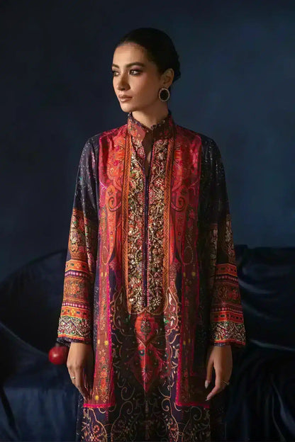 Ammara Khan Red Printed Silk Collection Replica