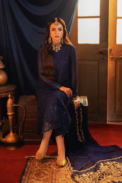 Azure Navy Blue Chiffon Formal Collection Replica