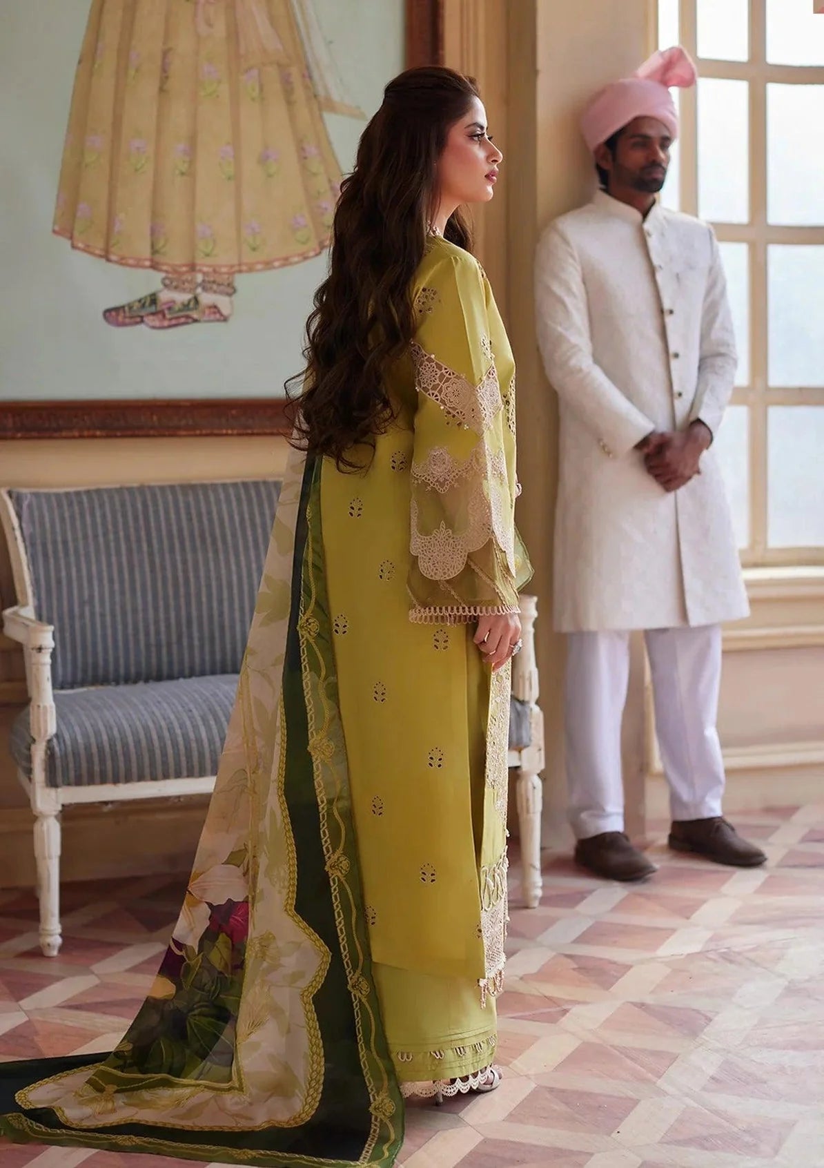 Elaf Yellow Chikankari Lawn Collection Replica