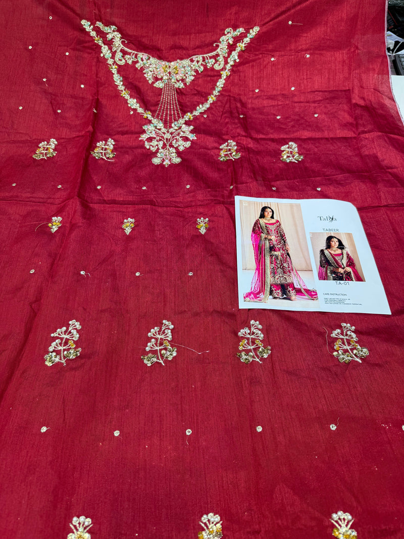 TABYA RAW SILK TABEER MEROON