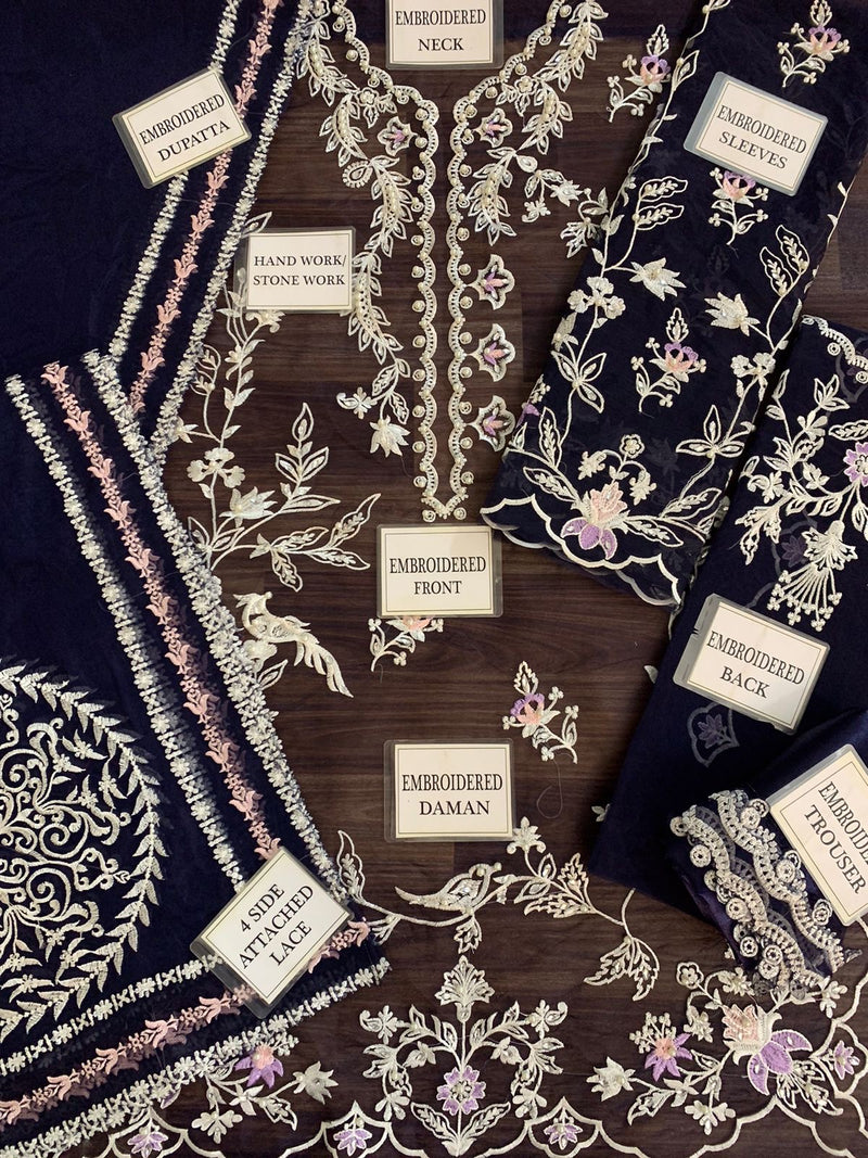 Zainab Fawad Blue Organza Formal Collection Replica