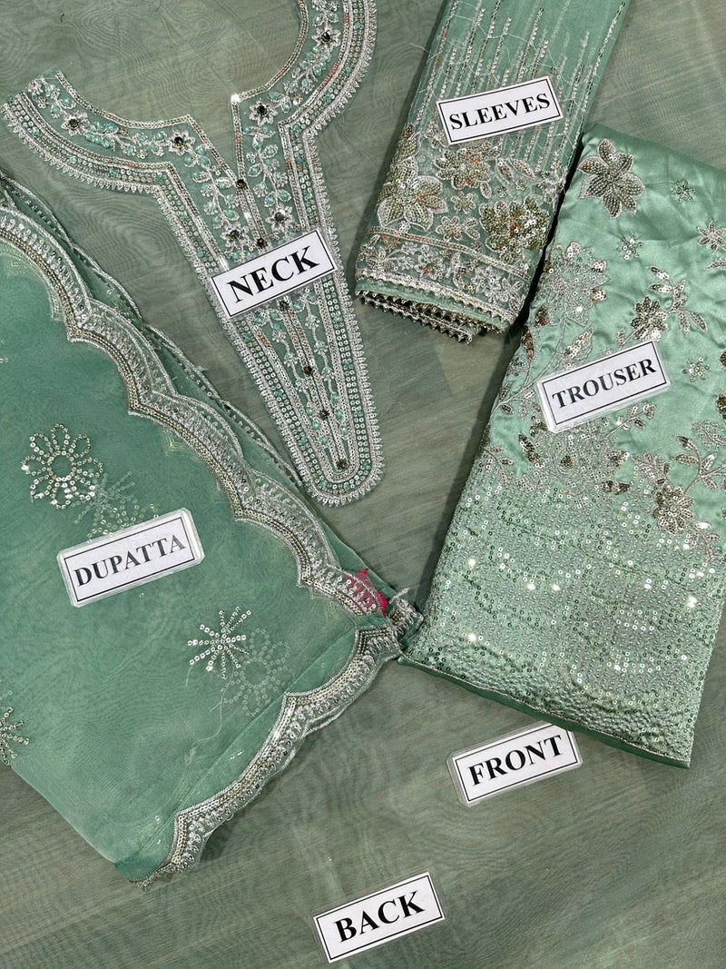 Baroque Pistachio Organza Formal Collection Replica
