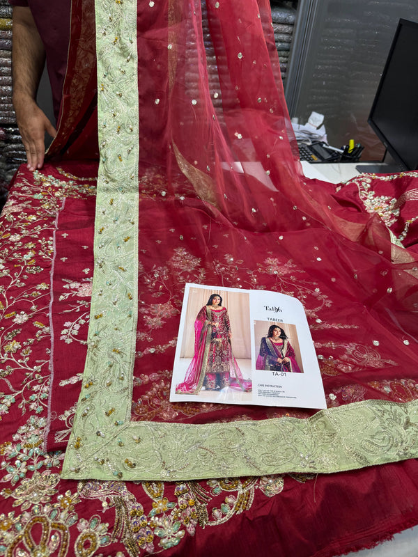 TABYA RAW SILK TABEER - MEROON Edition