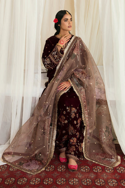 Baroque Maroon Velvet Formal Collection Replica