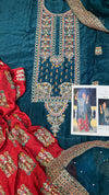 Hussain Rehar Raw Silk – Beryl