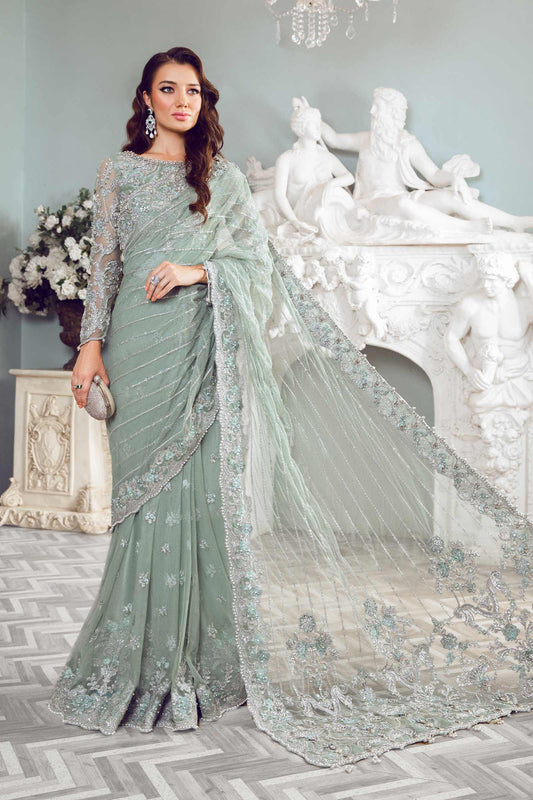 Maria B Gray Net Saree Formal Collection Replica