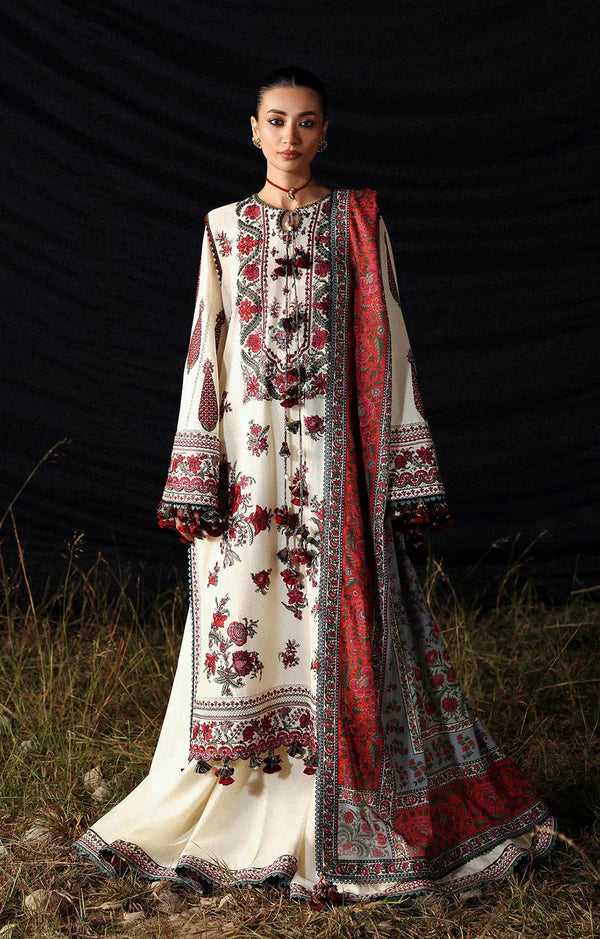 Hussain Rehar Lawn Gulban RTW (White) STITCHED