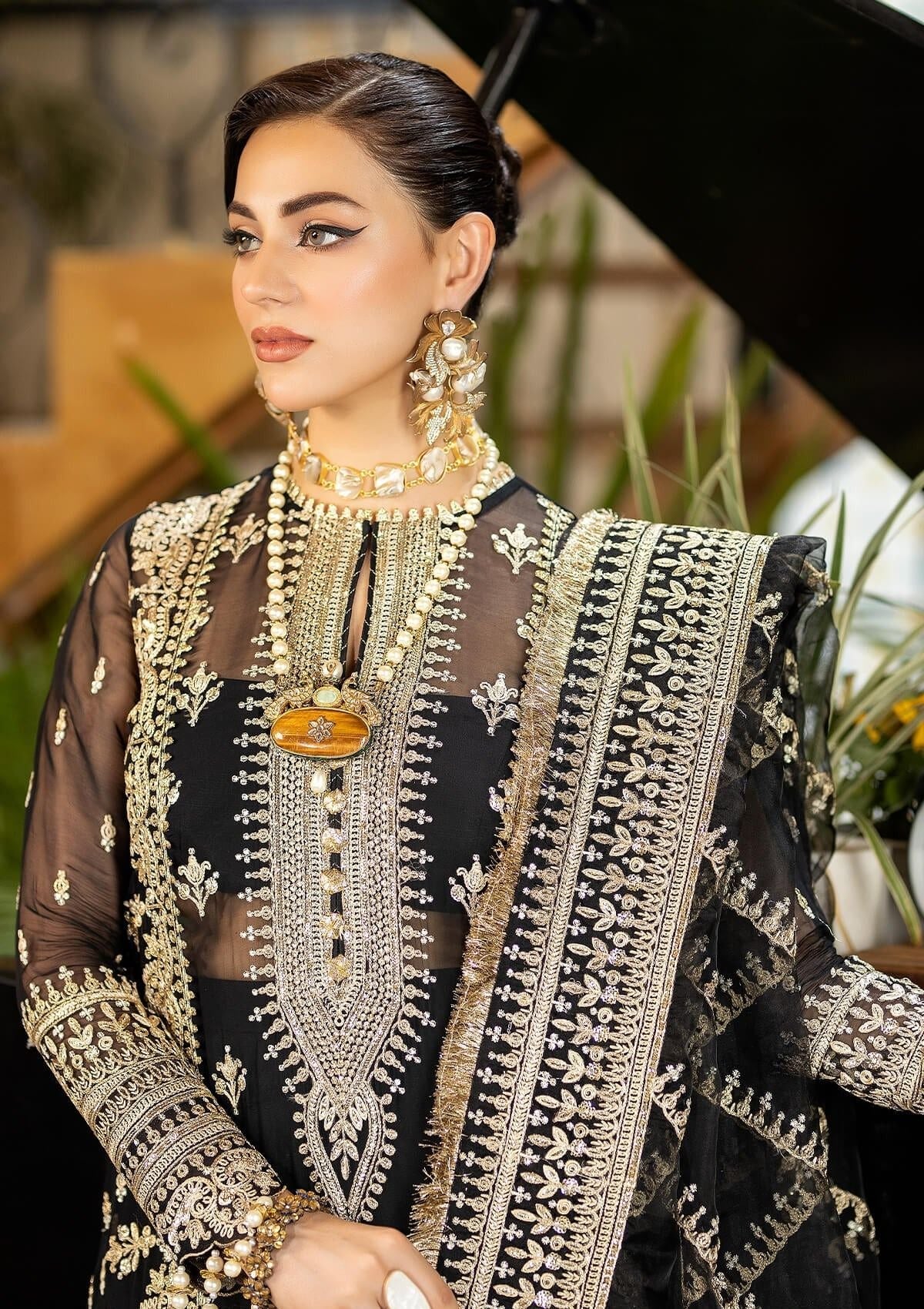 Imrozia Black Chiffon Formal Collection Replica