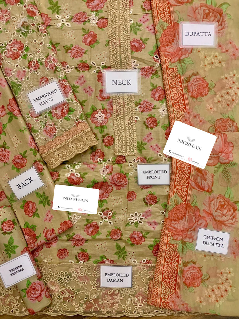 Iznik Pistachio Printed Lawn Collection Replica