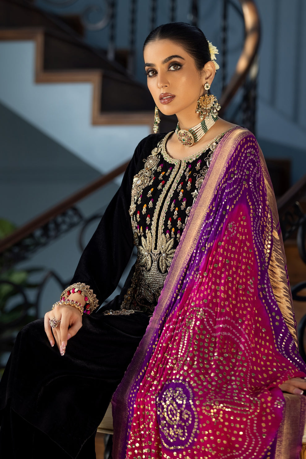 Khuda Baksh Black Velvet Formal Collection Replica