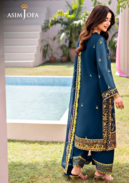 Asim Jofa Blue Chiffon Formal Collection Replica