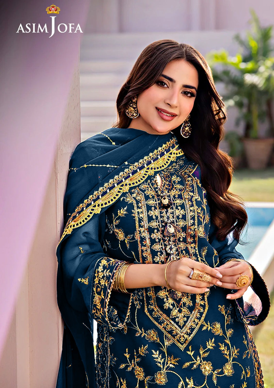 Asim Jofa Blue Chiffon Formal Collection Replica