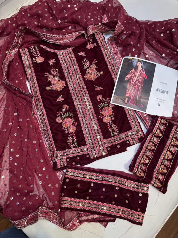 Aneelas Velvet – Maroon