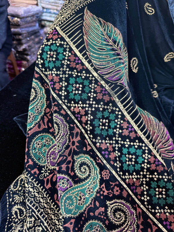 RB LEAF VELVET SHAWL