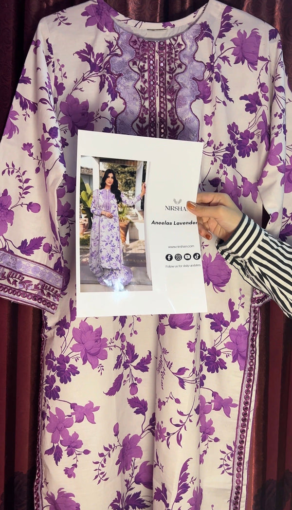 Aneelas Lavender Khaddar 3Pc