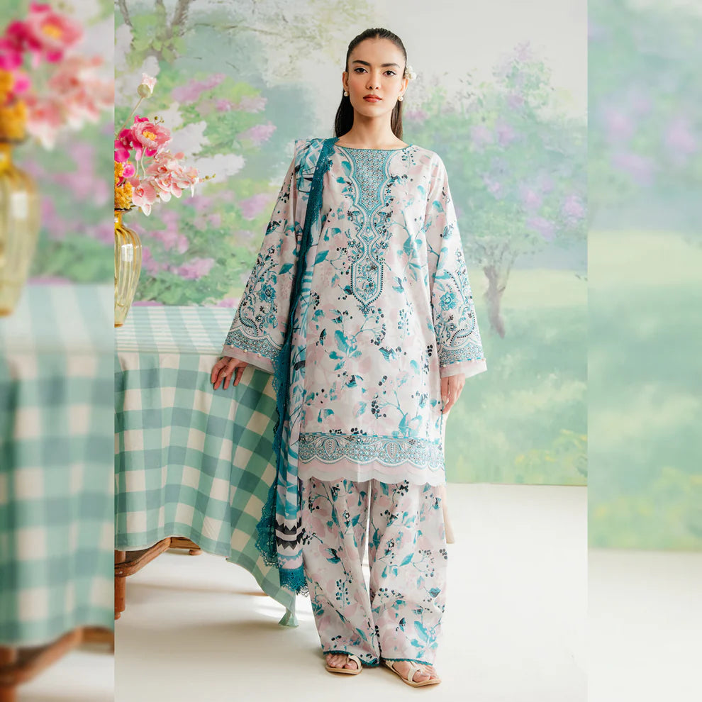 Afrozeh White Printed Lawn Collection Replica